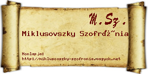 Miklusovszky Szofrónia névjegykártya